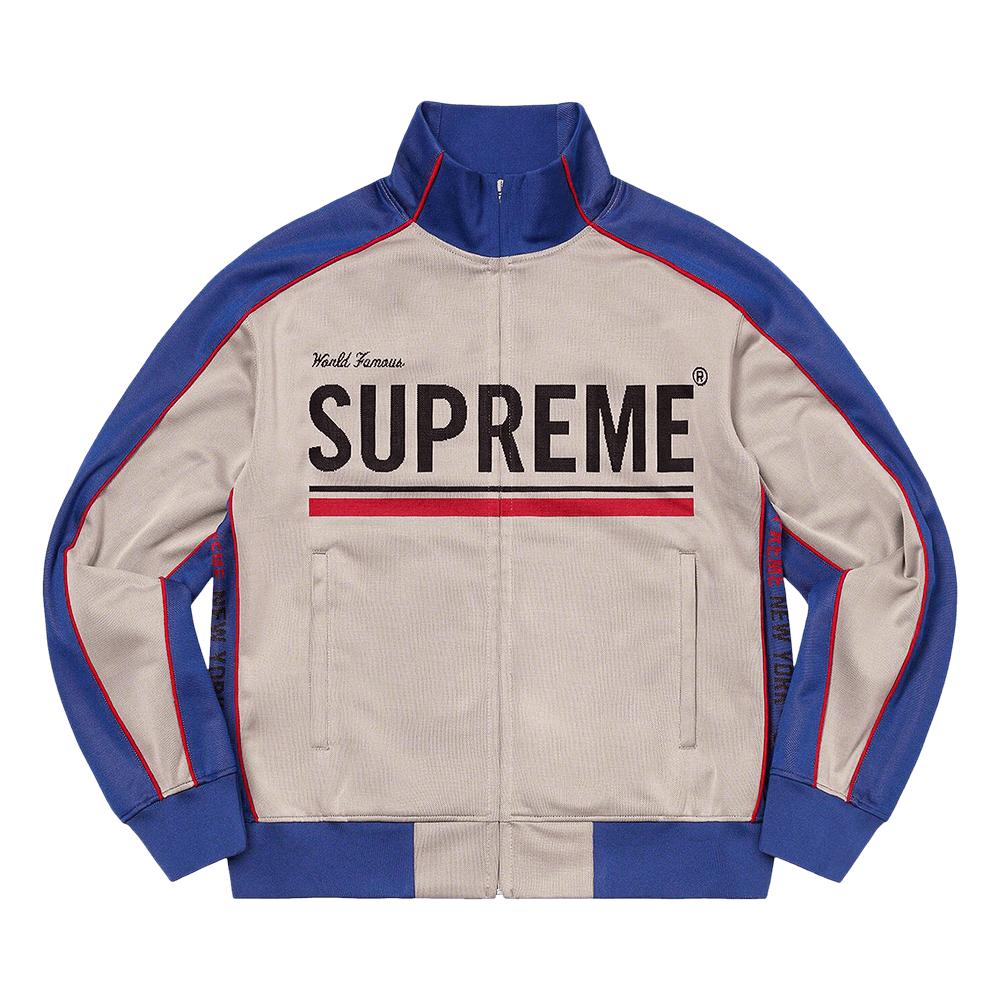 Buy Supreme World Famous Jacquard Track Jacket 'Stone