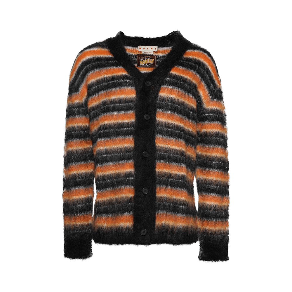 Buy Marni Striped Mohair Cardigan 'Black' CDMG0051Q0 UFU174