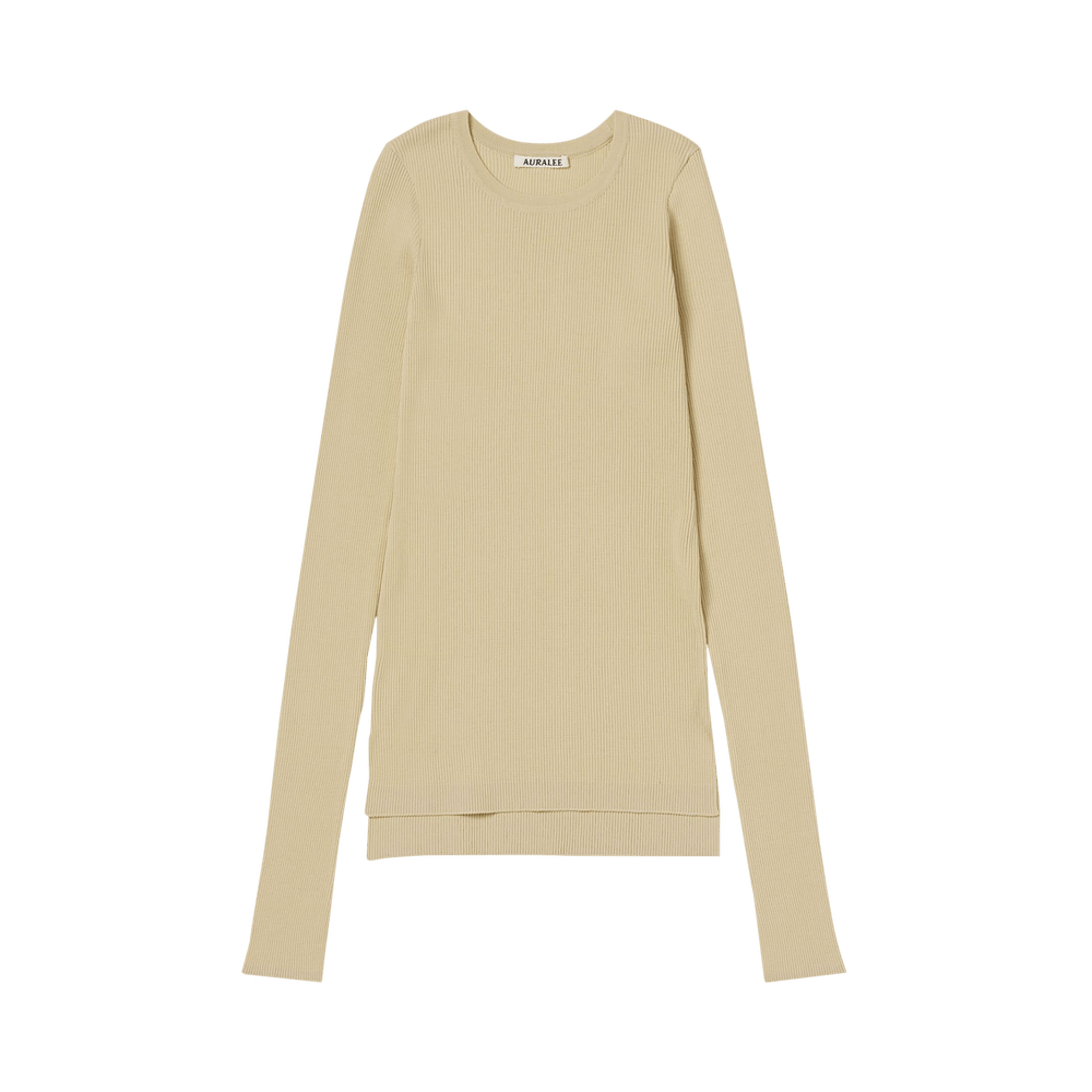 Buy Auralee Super Fine Wool High Gauge Rib Sweater 'Light Beige