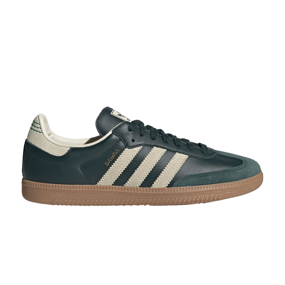 adidas Originals Samba OG Men's Shadow Green/Cream White/Gold Metallic Shoes, Size: 14
