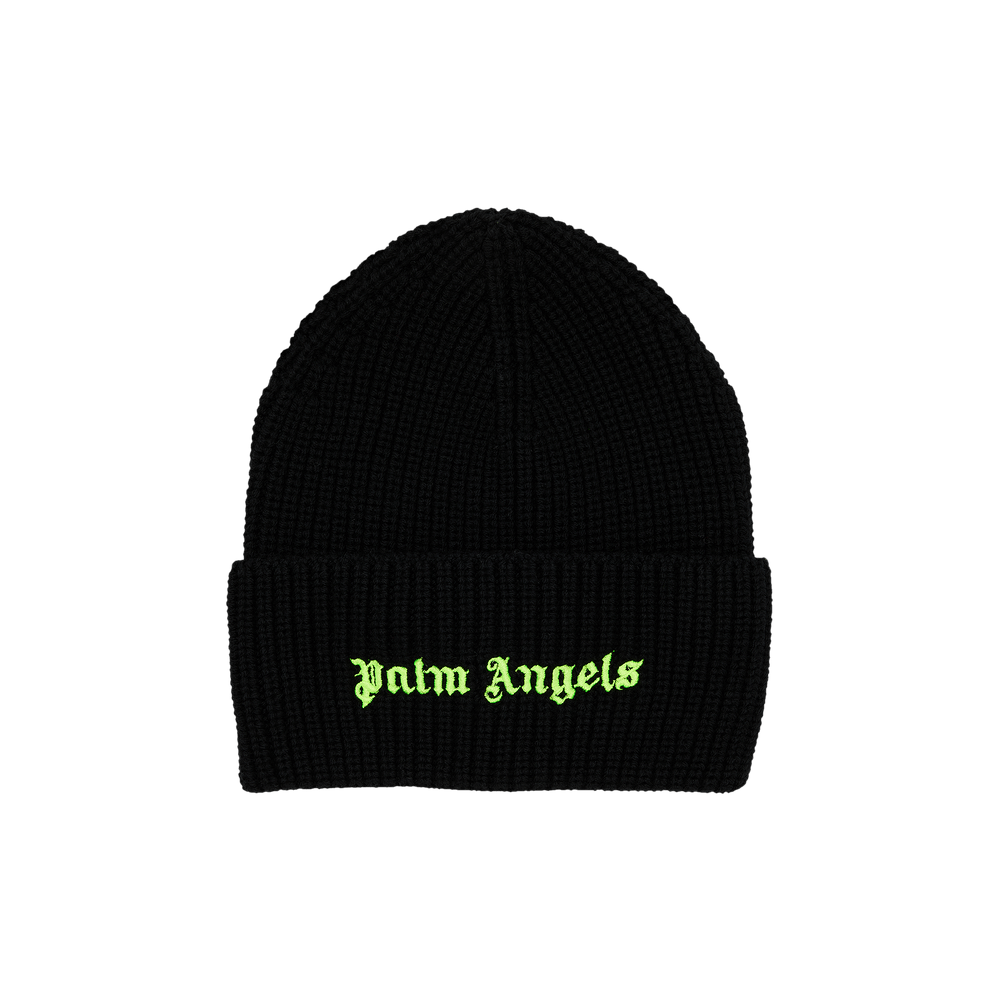 Buy Palm Angels Classic Logo Ribbed Beanie 'Black/Yellow