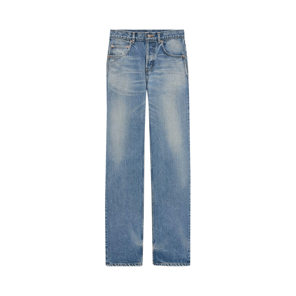 Buy Saint Laurent Mid Straight Baggy Jeans 'Benjamin Blue