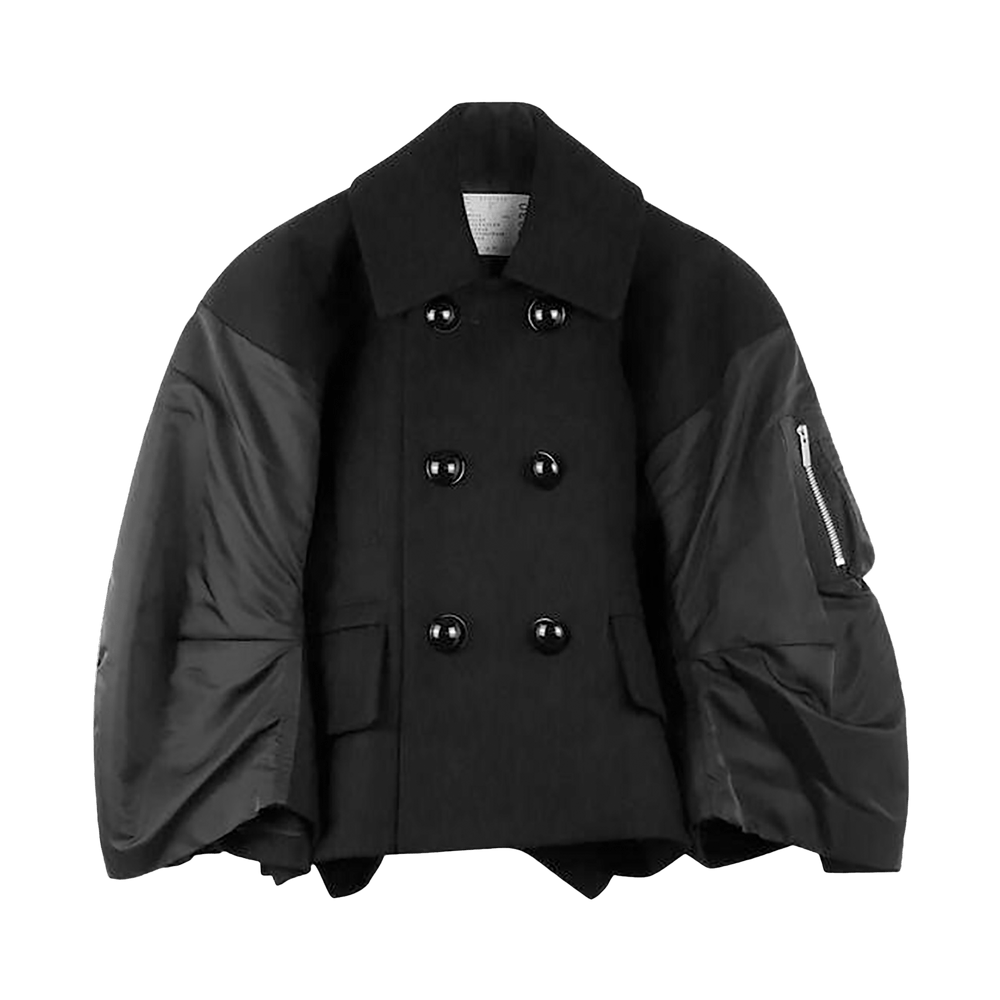 ジャケット・アウター Sacai 24aw Wool Melton Jacket size1 Buy Sacai Wool Melton Nylon Twill Jacket 'Black' - 24 07330