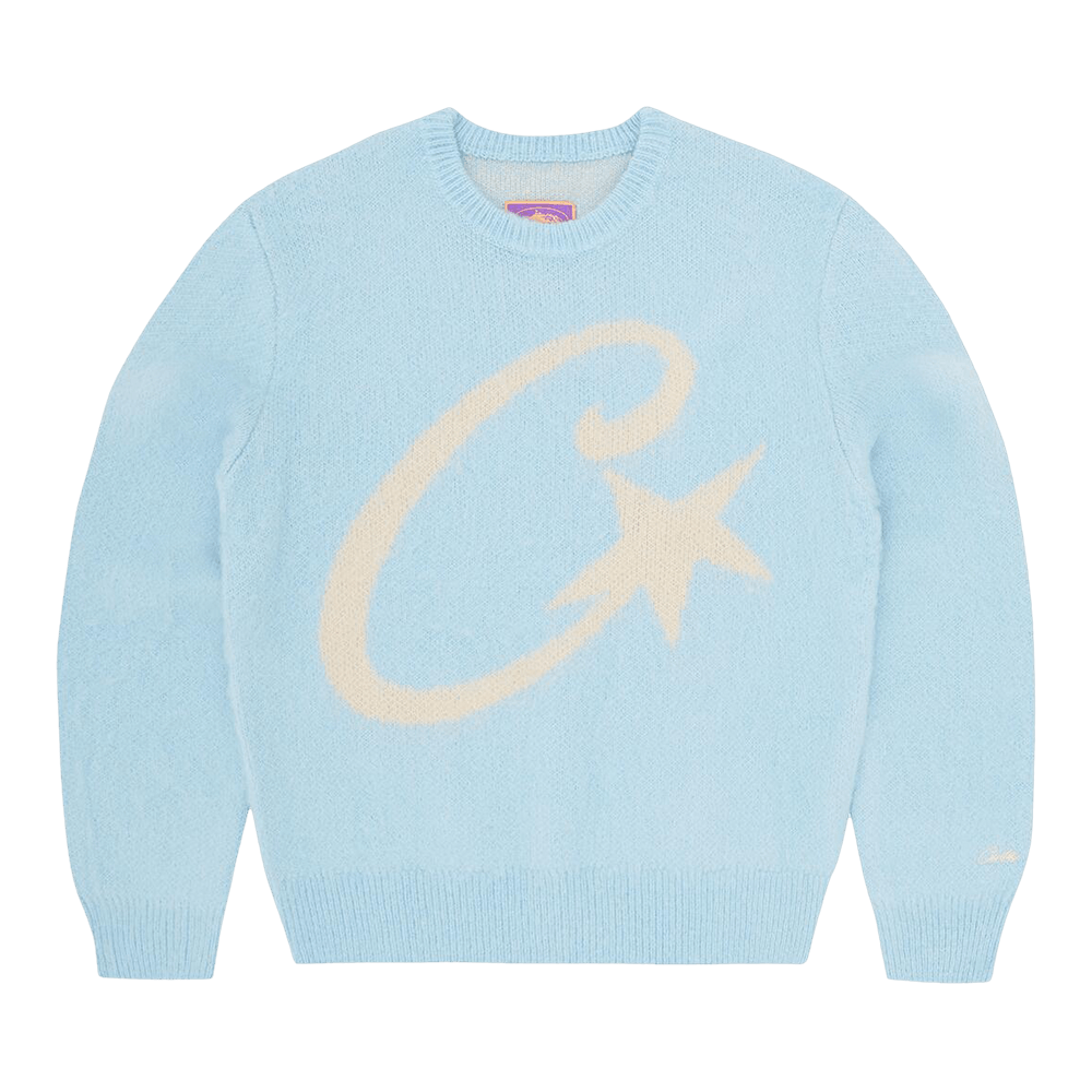 トップス corteiz knit blue Buy Corteiz CRTZ C Star Mohair Knit Sweater 'Baby Blue