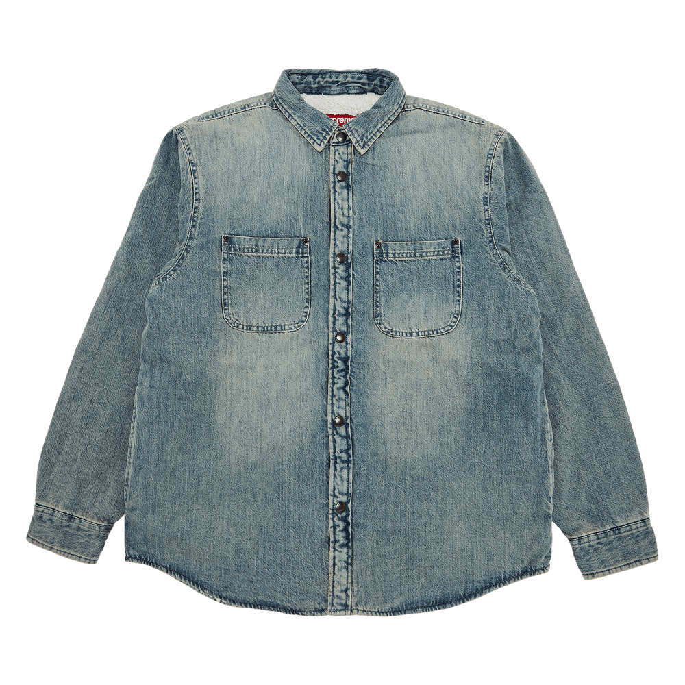 Buy Supreme Faux Shearling Lined Work Shirt 'Washed Indigo