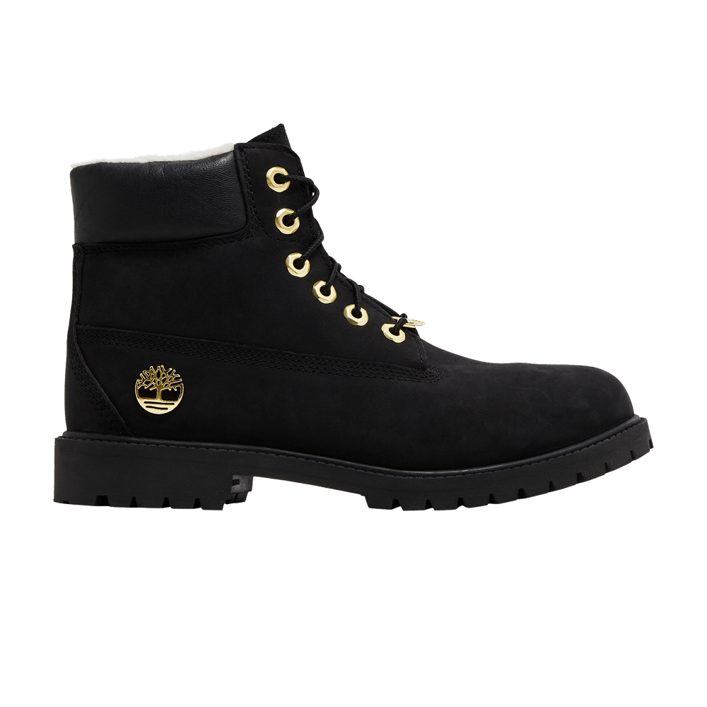 Size 4.0 6 Inch Premium Shearling Waterproof Boot Junior Black Gold