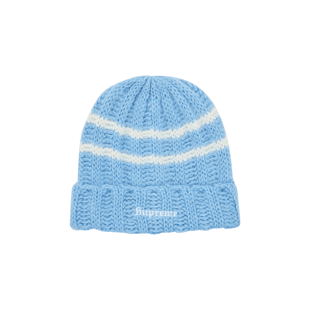 Supreme Brushed Stripe Beanie 'Light Blue'