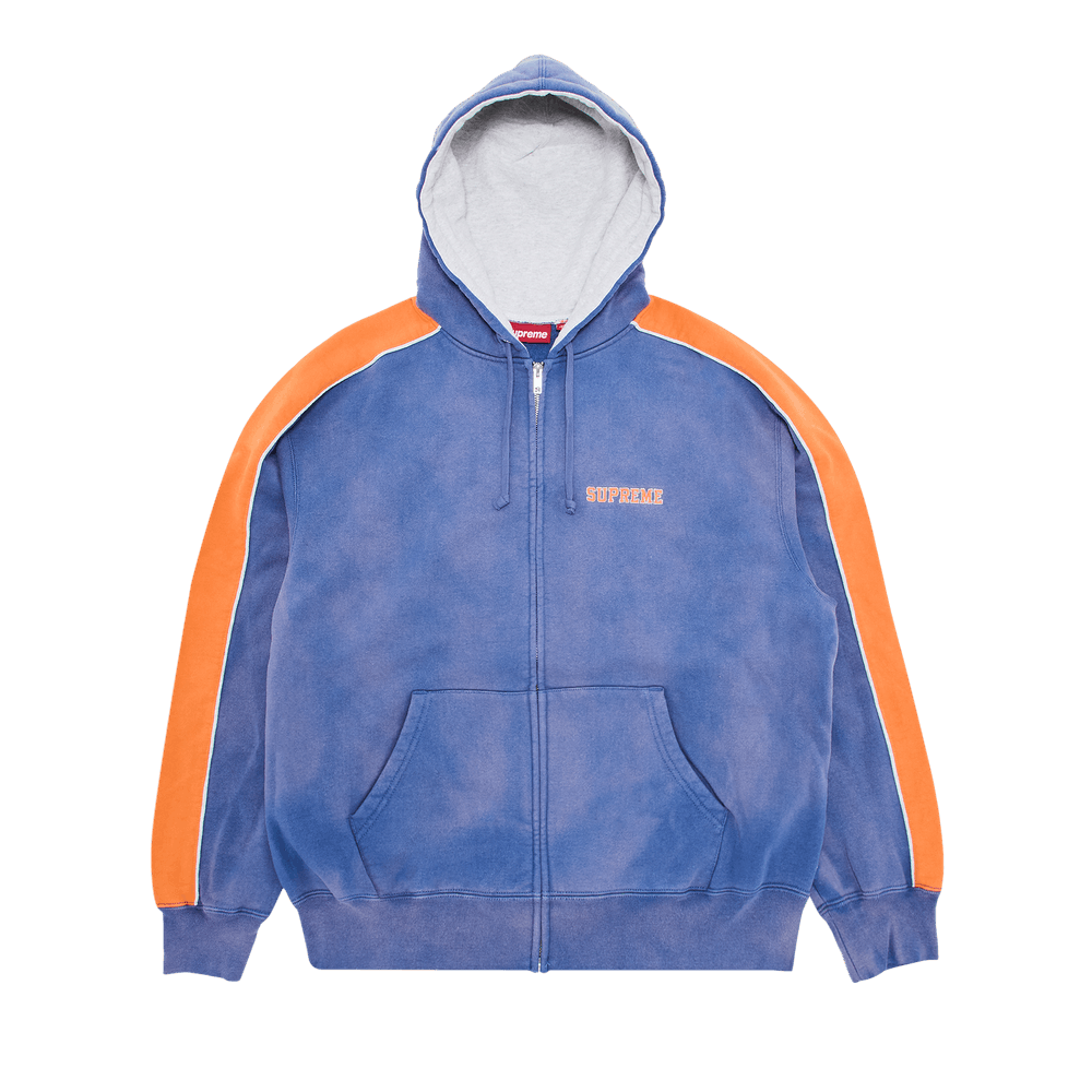 Size l Supreme State Zip Up Hooded Sweatshirt 'Washed Royal'