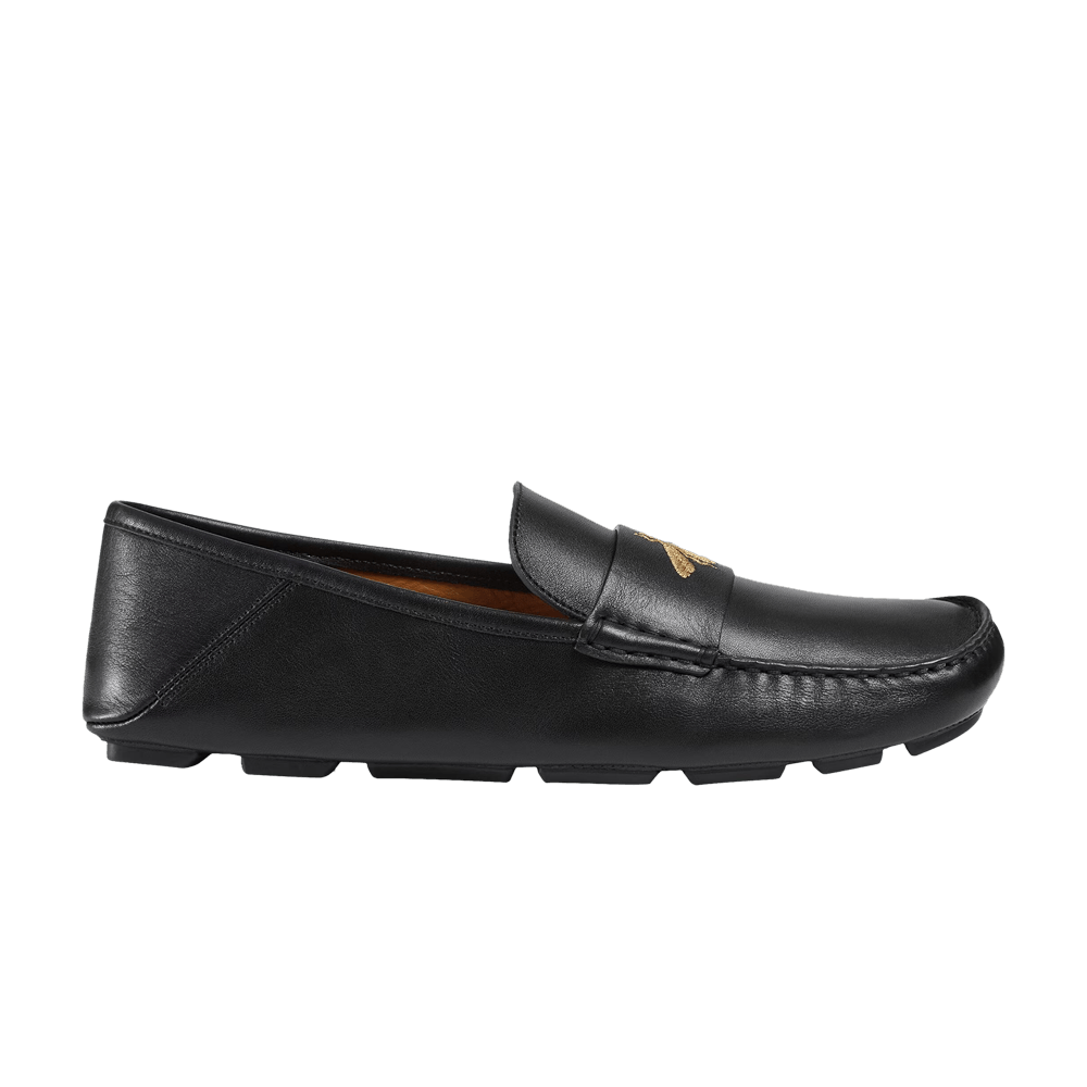 Gucci leather driver with bee hotsell
