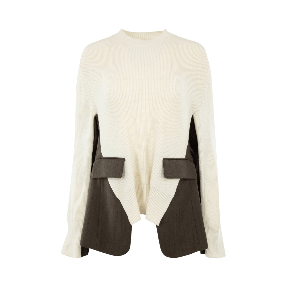 A*i様 最終sacai Wool Knit × Chalk Stripe Dr Buy Sacai Chalk Stripe Knit Pullover 'Off White/Khaki' - 24 07421