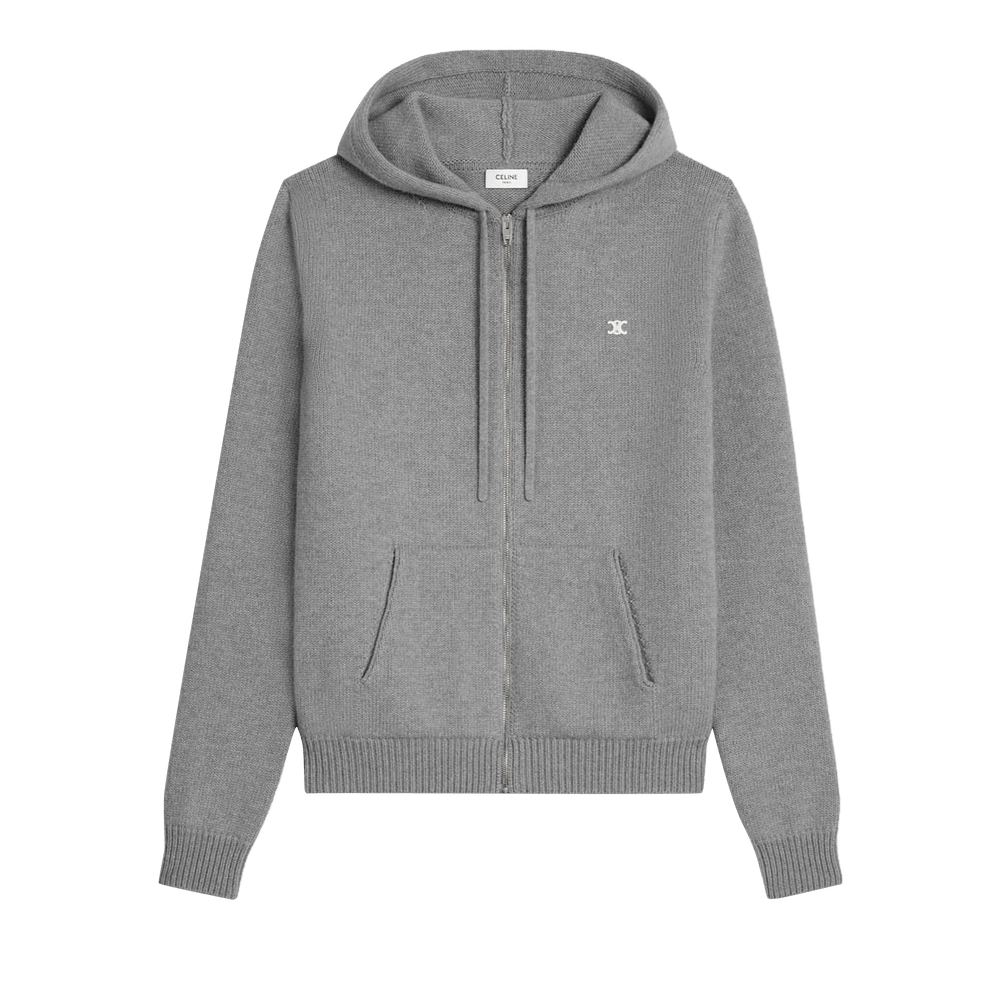 Buy CELINE Triomphe Zip Hoodie 'Medium Grey' - 2AD50048T 09G | GOAT