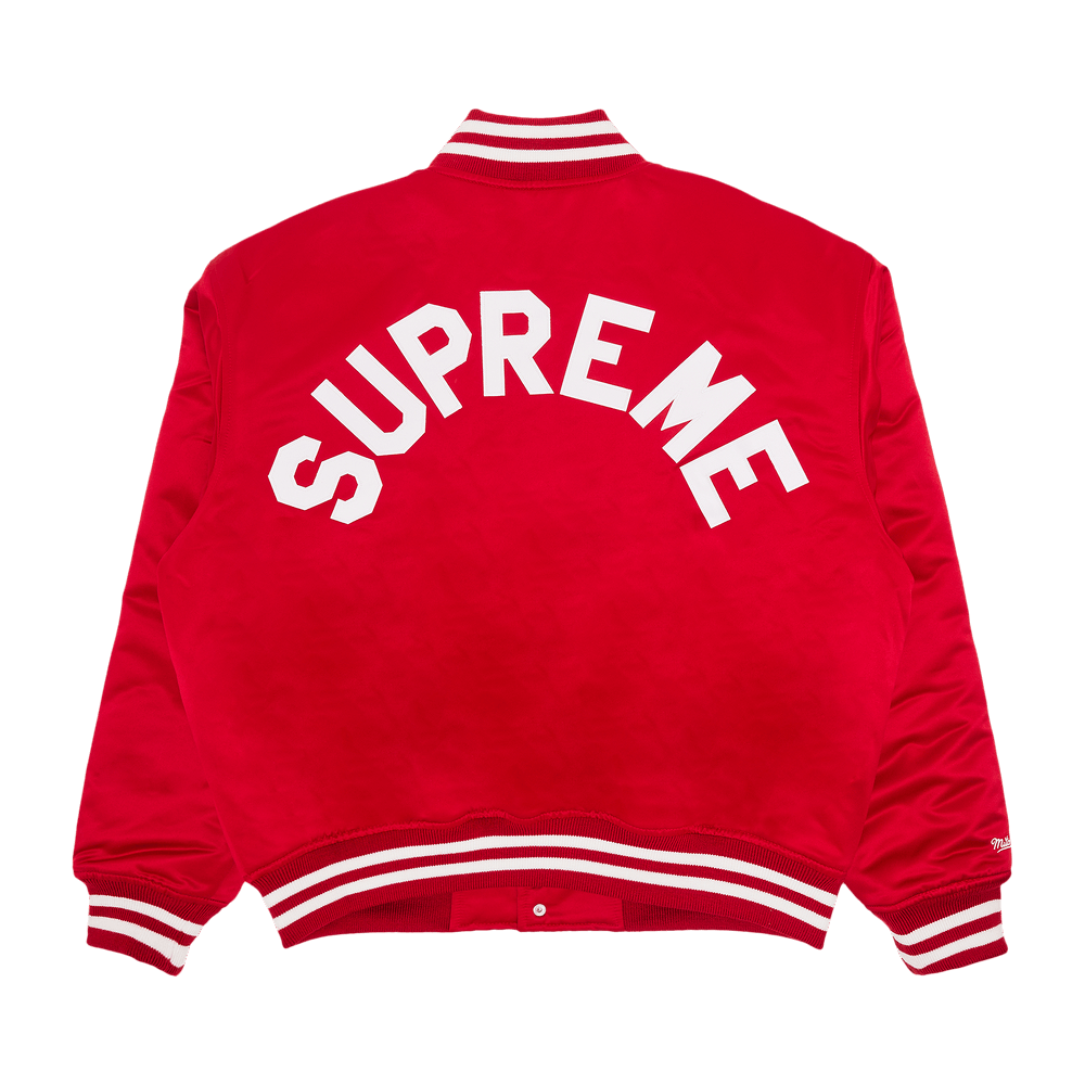 Buy Supreme x Mitchell Ness Satin Varsity Jacket Red FW24J105 RED GOAT
