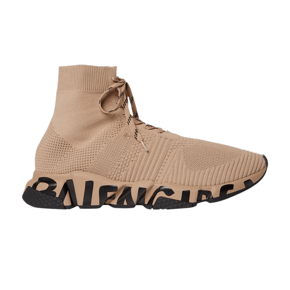 Balenciaga Speed Lace Up Graffiti Recycled Knit Graffiti Beige Black