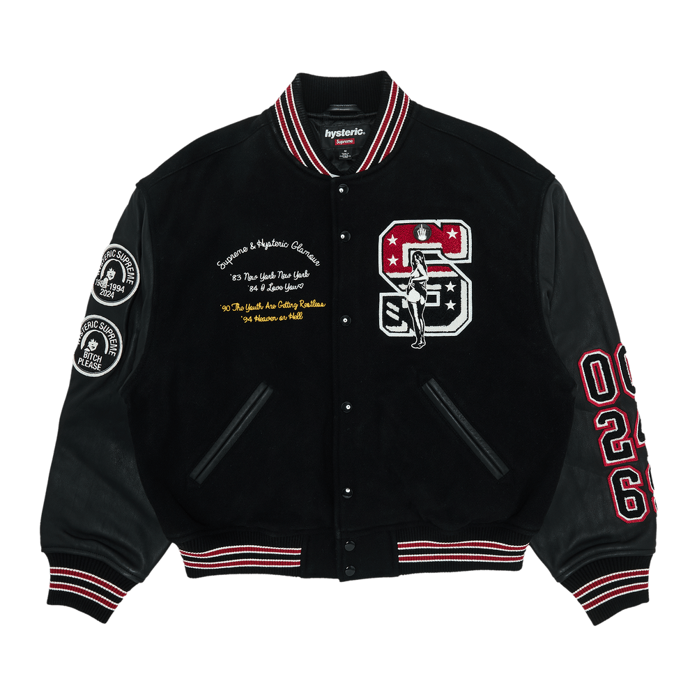 Buy Supreme x HYSTERIC GLAMOUR Varsity Jacket 'Black' - FW24J92