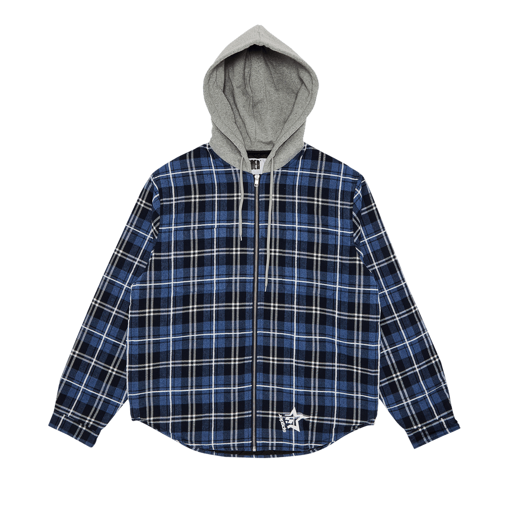 Buy Sp5der Hooded Zip Flannel Shirt Jacket  