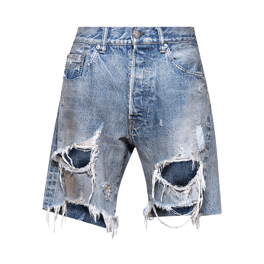Buy SAINT Mxxxxxx Damage Denim Shorts 'Blue' - SM YS8 0000 054 | GOAT