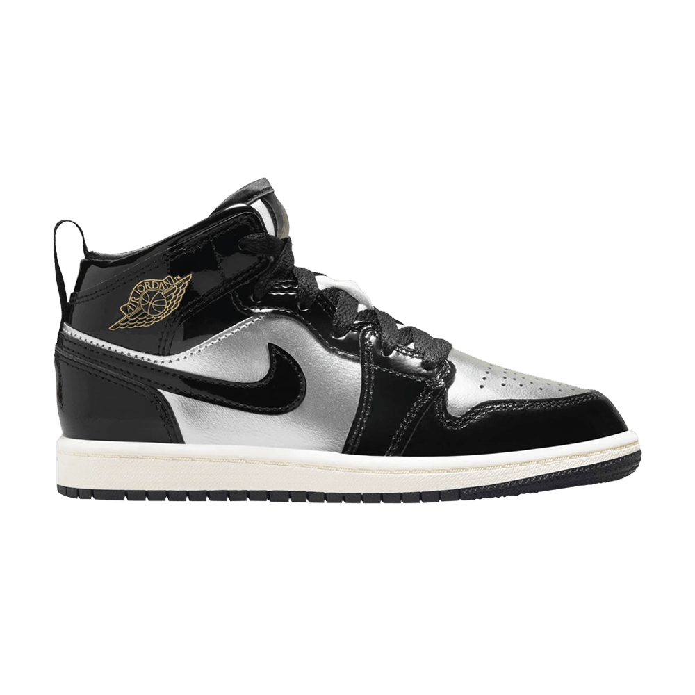 Air Jordan 1 Mid SE Ps Black Metallic Silver