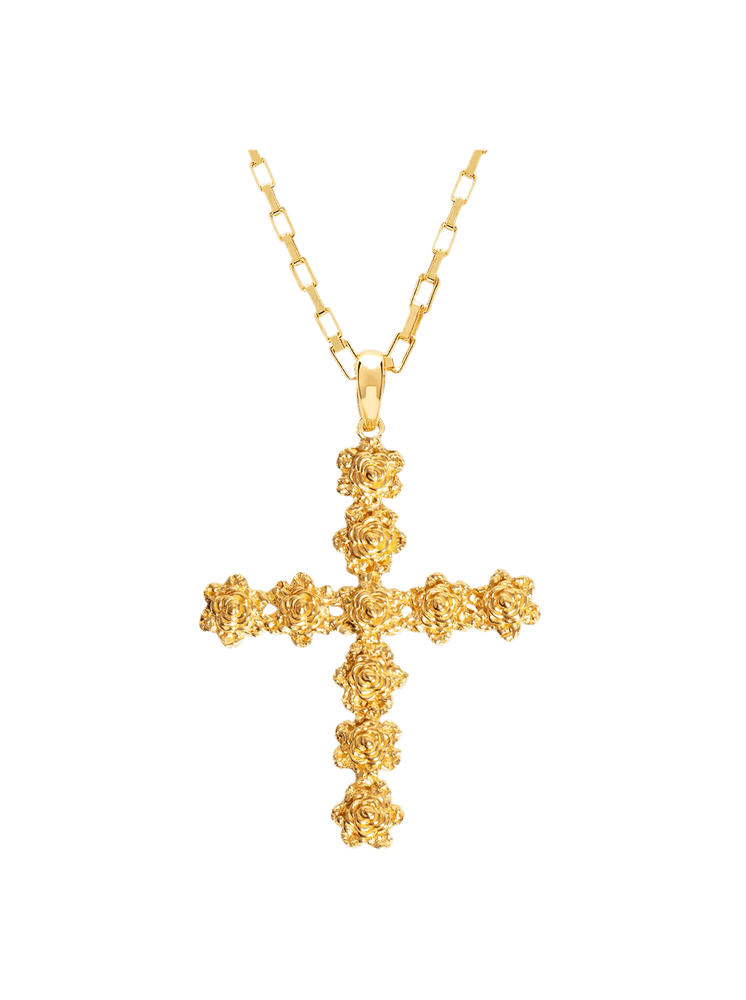 Venedacarter Small Flower Cross Pendant Vintage embroidered cross