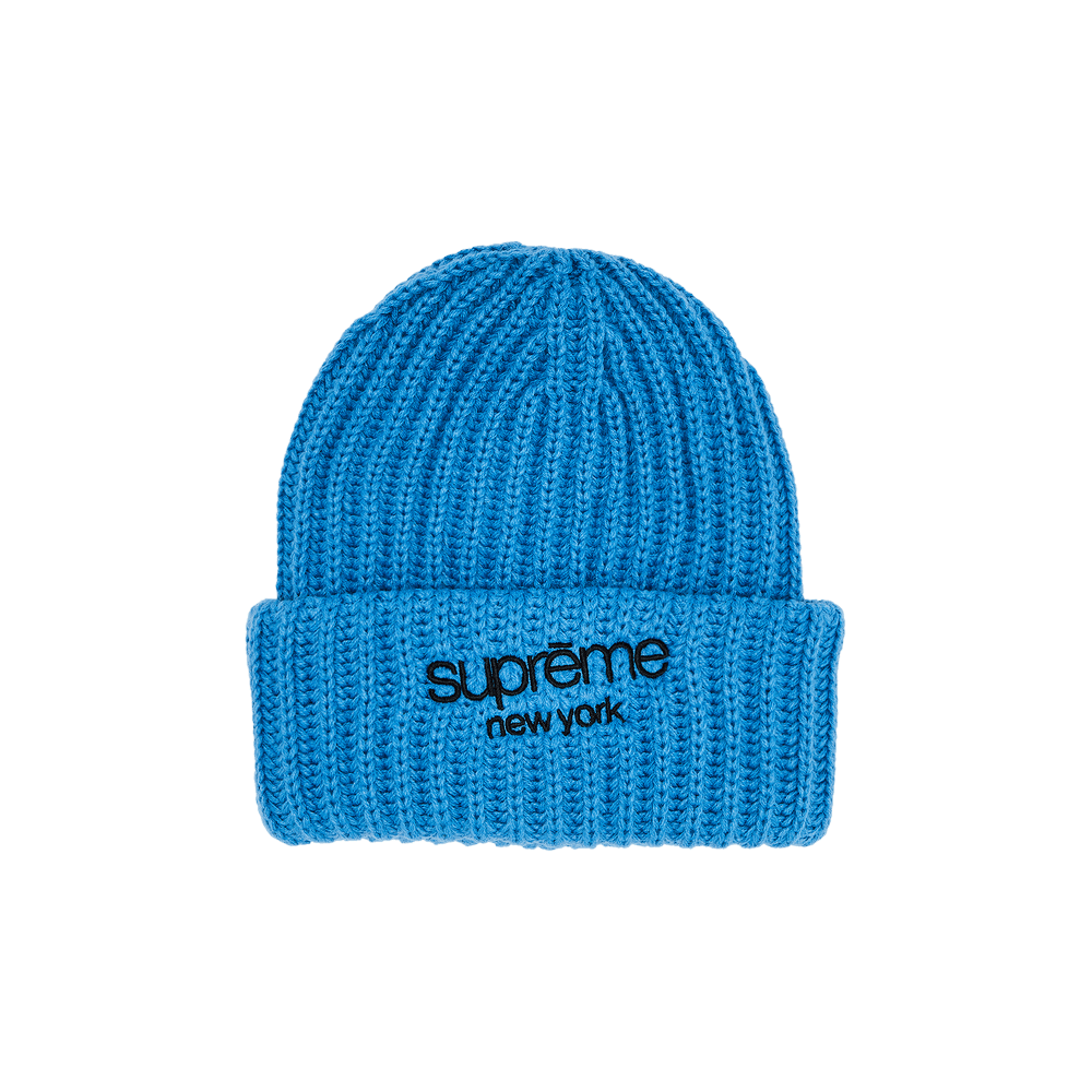 Buy Supreme Classic Logo Chunky Ribbed Beanie 'Blue' - FW24BN65