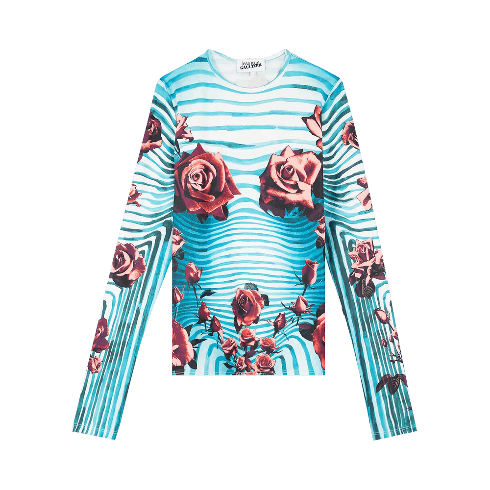 jean paul gaultier flower body morphing long sleeve dress Jean Paul Gaultier Jersey Long Sleeves Dress in Body Morphing Flowers