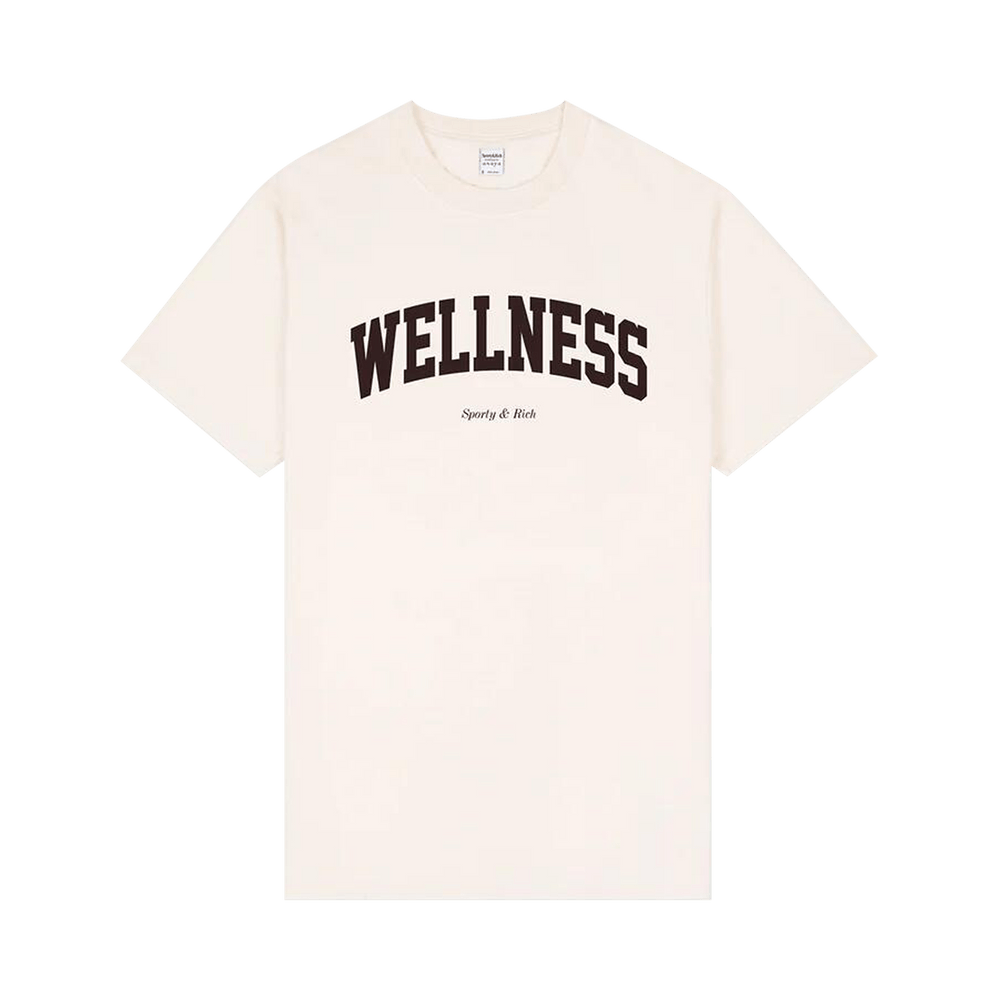★Sporty & Rich★ Wellness Ivy Short Sleeve T-Shirt Cream TS Sporty & Rich - Wellness Ivy T-Shirt (Cream) - Rosewood Hong
