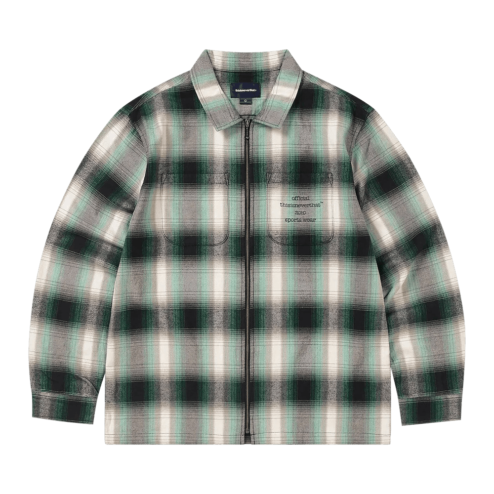 Buy thisisneverthat Flannel Zip Shirt 'Green' - TN233WSHTL06 GREE | GOAT