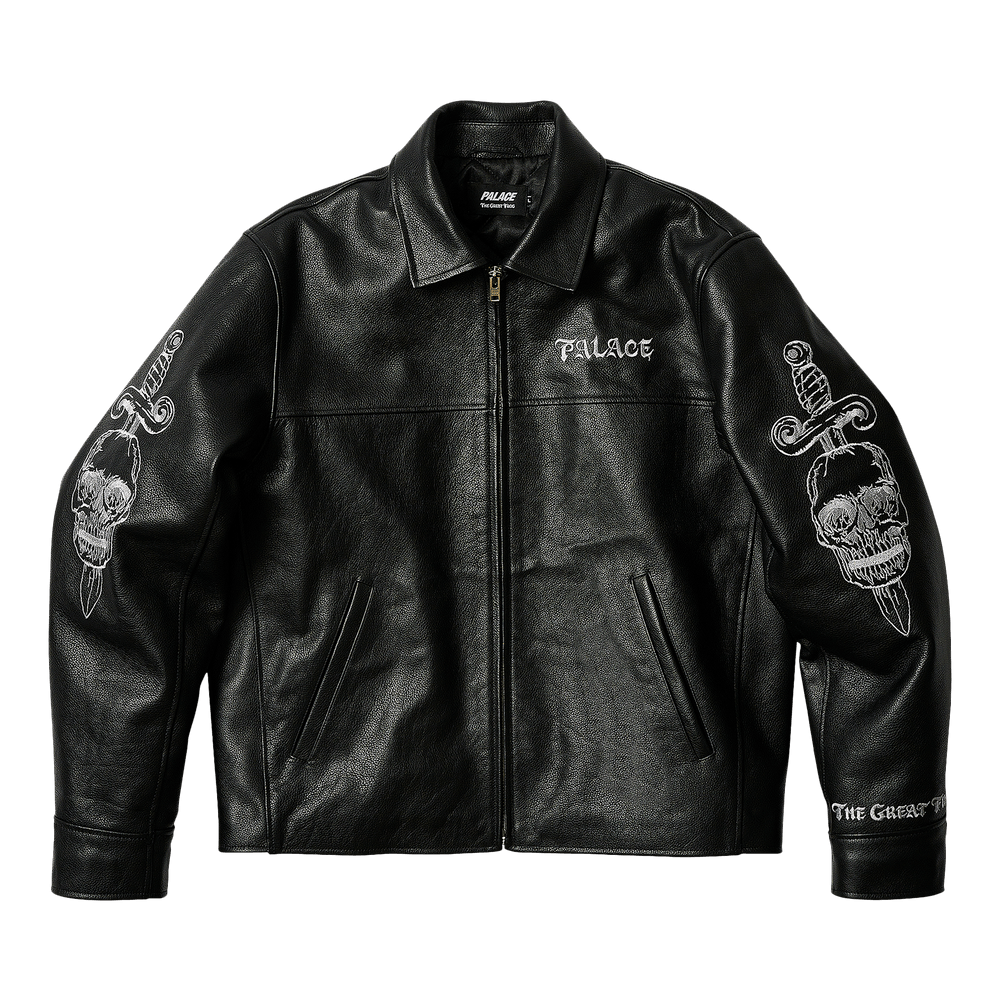 Buy Palace TGF Leather Jacket 'Black' - P27TGFJK001 | GOAT