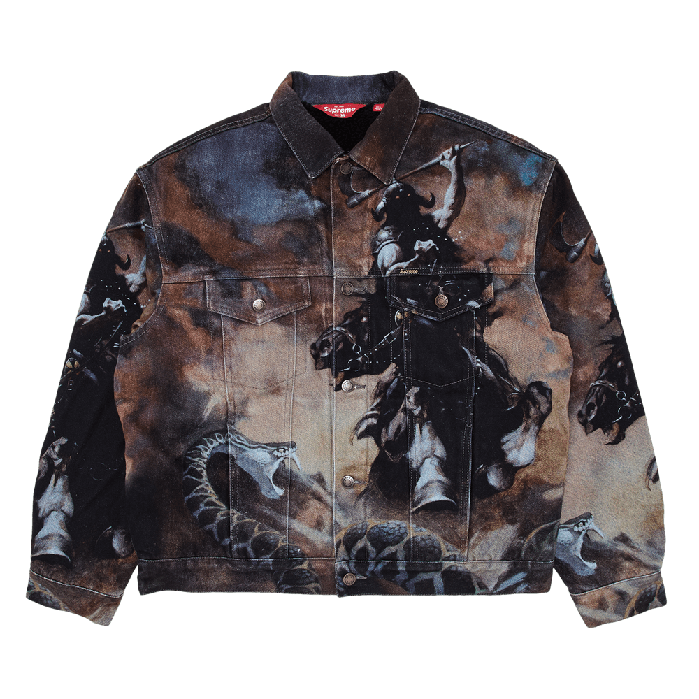 Buy Supreme x Frank Frazetta Faux Shearling Lined Trucker Buy Supreme x Frank Frazetta Faux Shearling Lined Trucker
