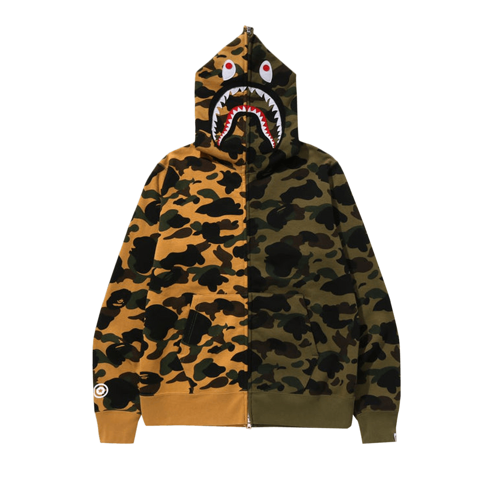 Buy BAPE 1st Camo Separate Shark Full Zip Hoodie 'Yellow' - 1K70 115 010  YELL | GOAT