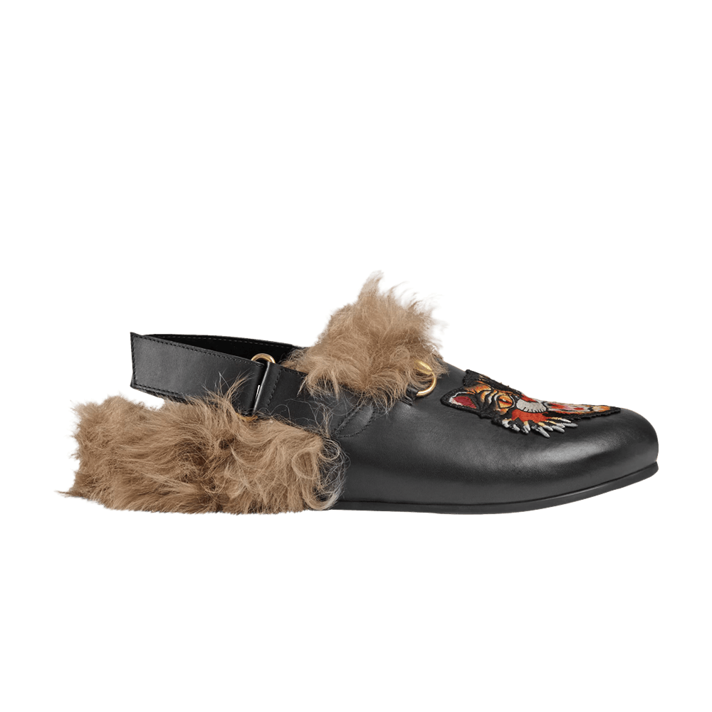 Gucci Horsebit Slipper Angry Cat Applique - Black