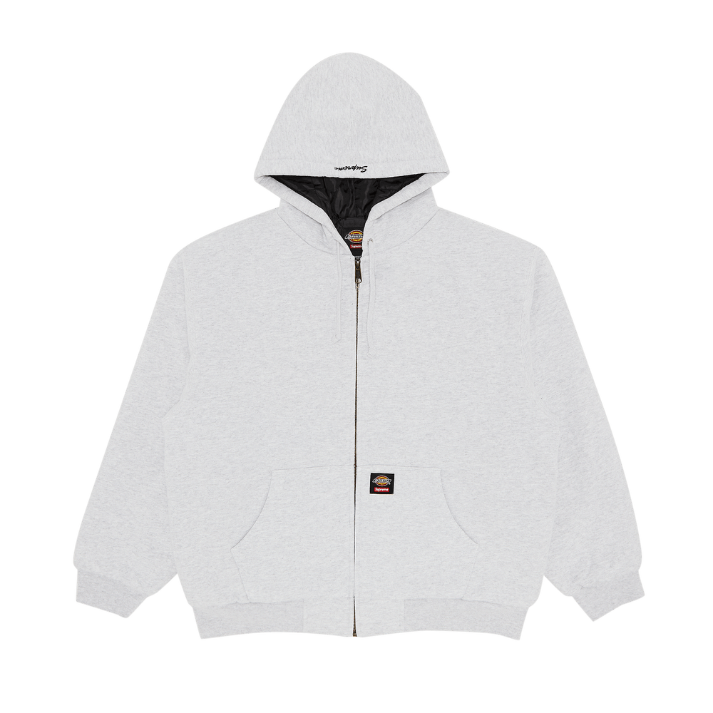 Size xl Supreme x Dickies Quilted Lined Zip Up Hooded Sweatshirt 'Ash Grey'