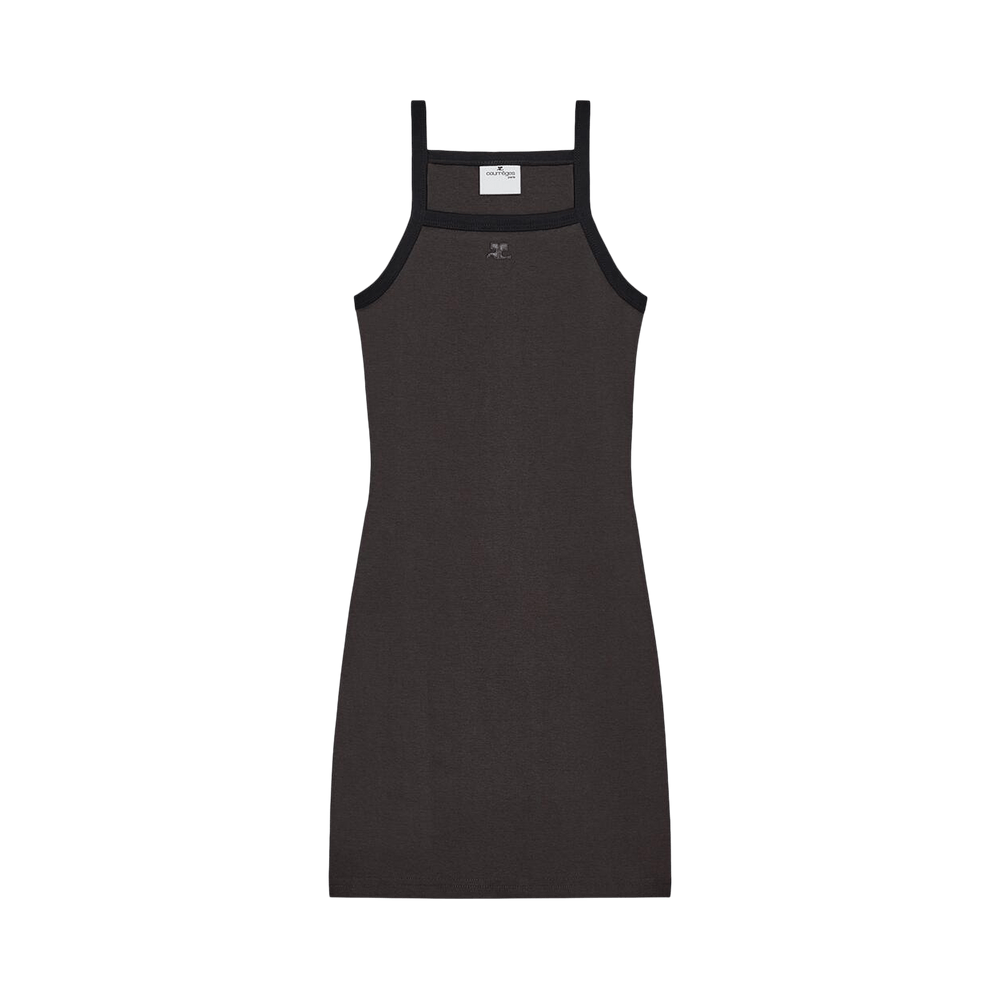 ワンピース COURREGES Women Mid Skirts 324JRO458 JS0070B118 Brown Buy Courrèges Contrast Mini Dress 'Mud Brown/Black