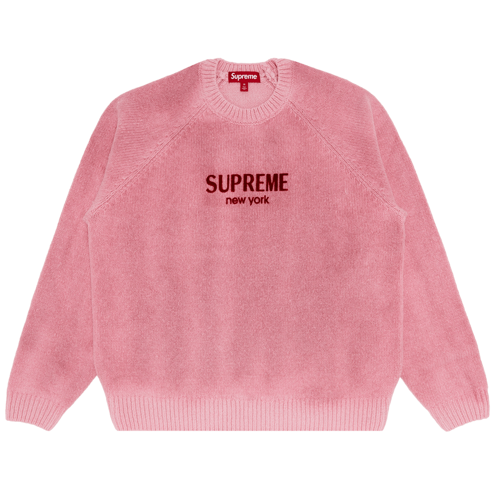 Buy Supreme Flocked Logo Sweater 'Pink' - FW24SK3 PINK | GOAT