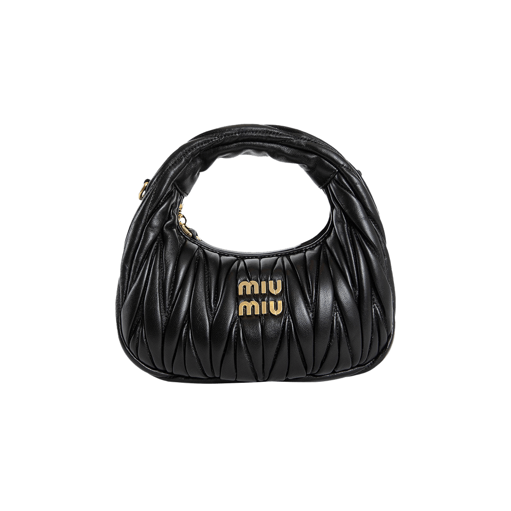 Miu Miu｜ (5BP078 AN88 F0002) Buy Miu Miu Wander Matelassé Nappa Leather Hobo Mini Bag