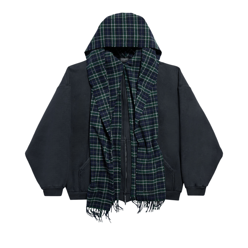Buy Balenciaga Scarf Zip-Up Hoodie 'Deep Blue/Black' - 794747