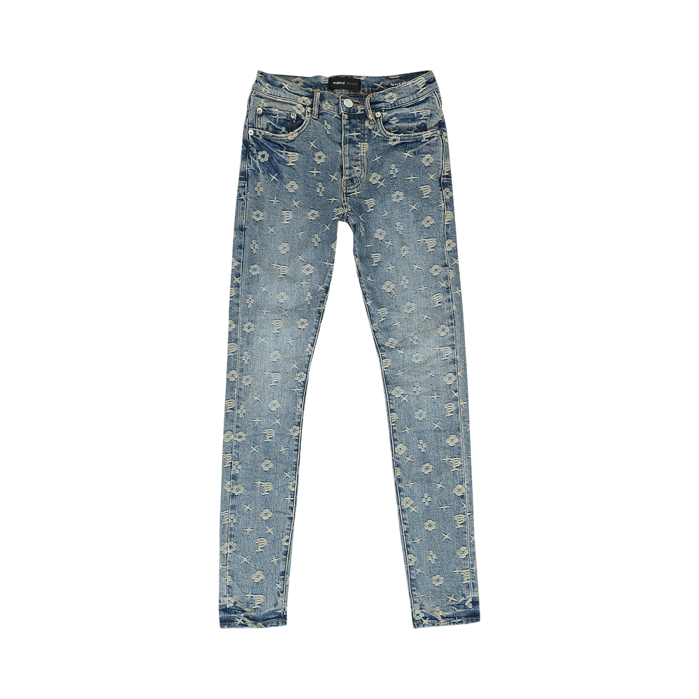 パンツ purple brand Purple Brand Crystal-Embellished Denim Relaxed-Fit Carpenter Pants