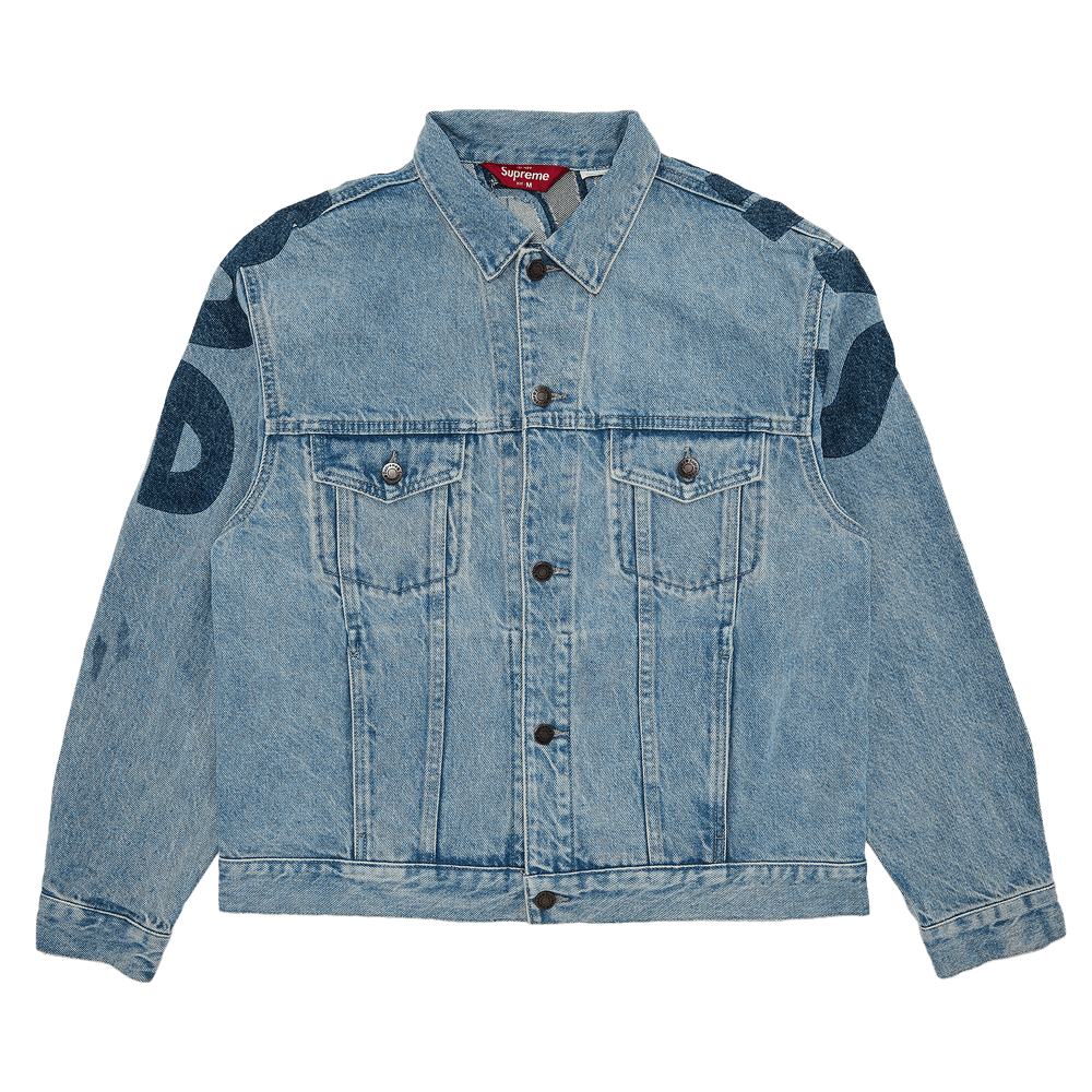 Buy Supreme Inset Logo Denim Trucker Jacket 'Washed Blue
