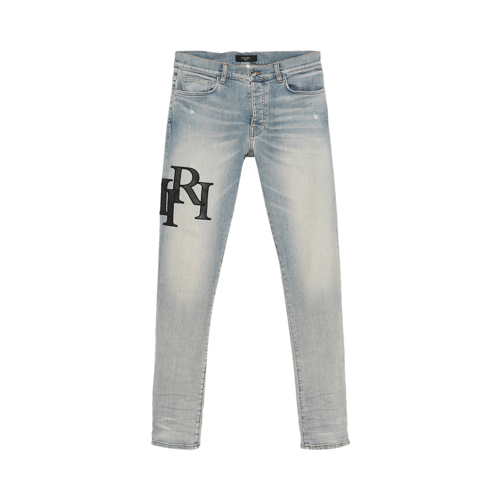 ❤︎mamirin❤︎ Buy Amiri Staggered Logo Skinny Jean 'Antique Indigo/Black