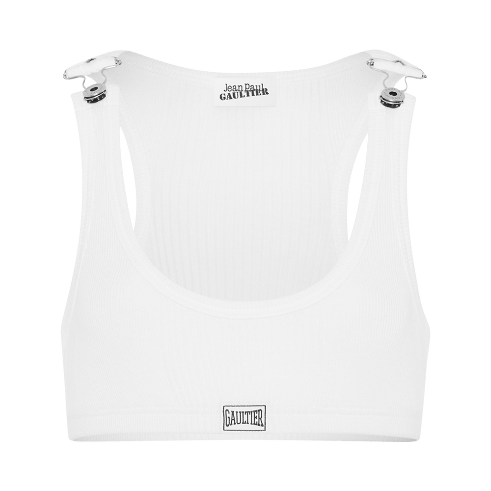 Buy Jean Paul Gaultier Cropped Patch Tank Top 'White' - 25 33 F