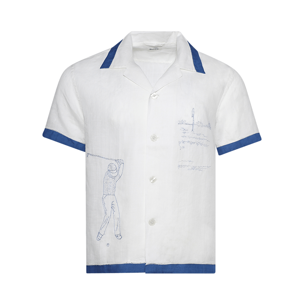 Buy Bode Club Champion Short-Sleeve Shirt 'White/Blue