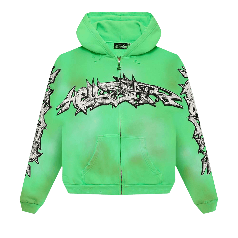 Buy Hellstar Graffiti Zip-Up Hoodie 'Green' - HS11JCK001 GREE | GOAT