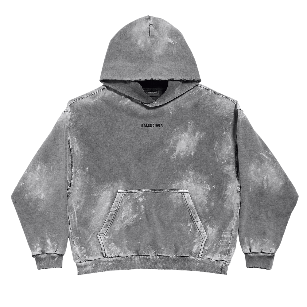 Buy Balenciaga Logo Embroidered Faded Hoodie 'Grey' - 767877 TRVI9