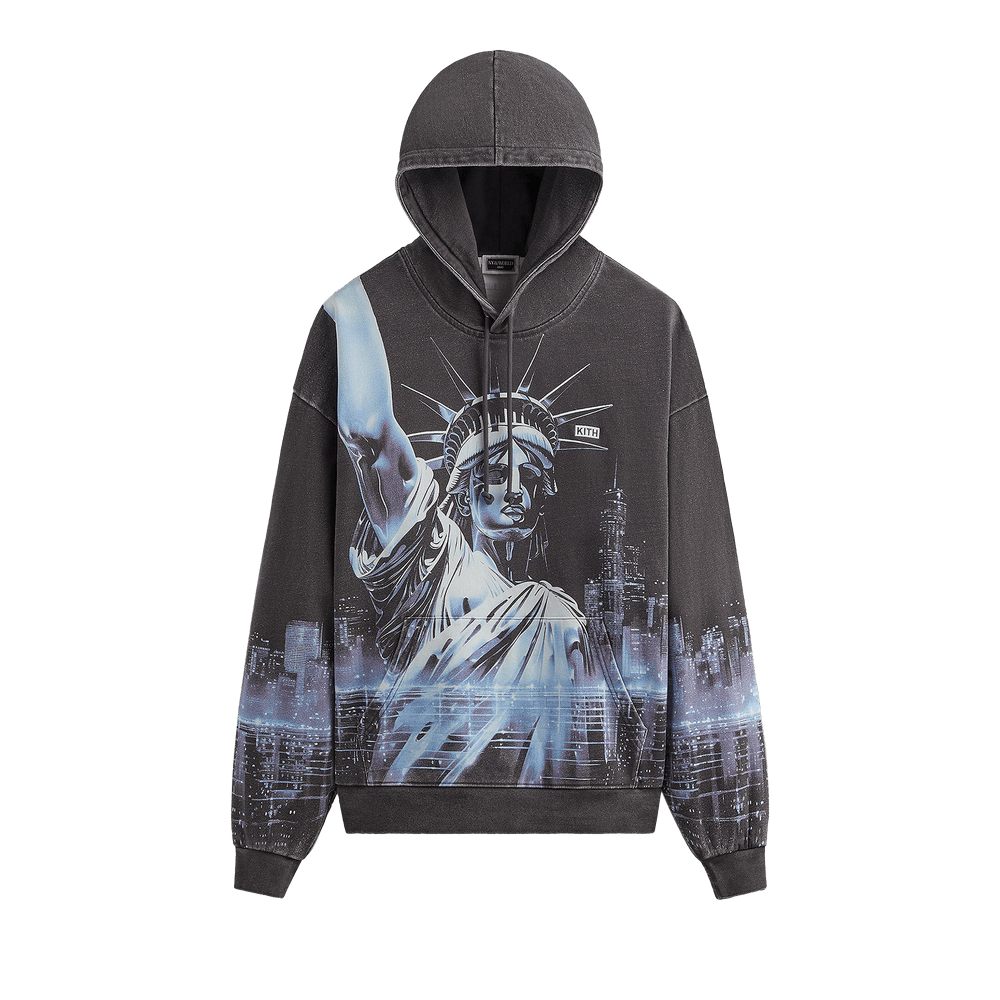 Kith Ny To The World Neon Liberty Vintage Nelson Hoodie Black