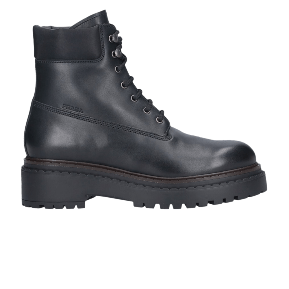PRADA 正規品　ブーツ PRADA（プラダ） 未使用品△PRADA 4T3454 ロゴ レザー シューズ