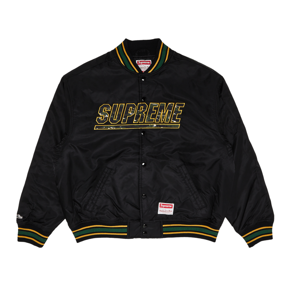 Buy Supreme x Mitchell & Ness Camo Logo Varsity Jacket