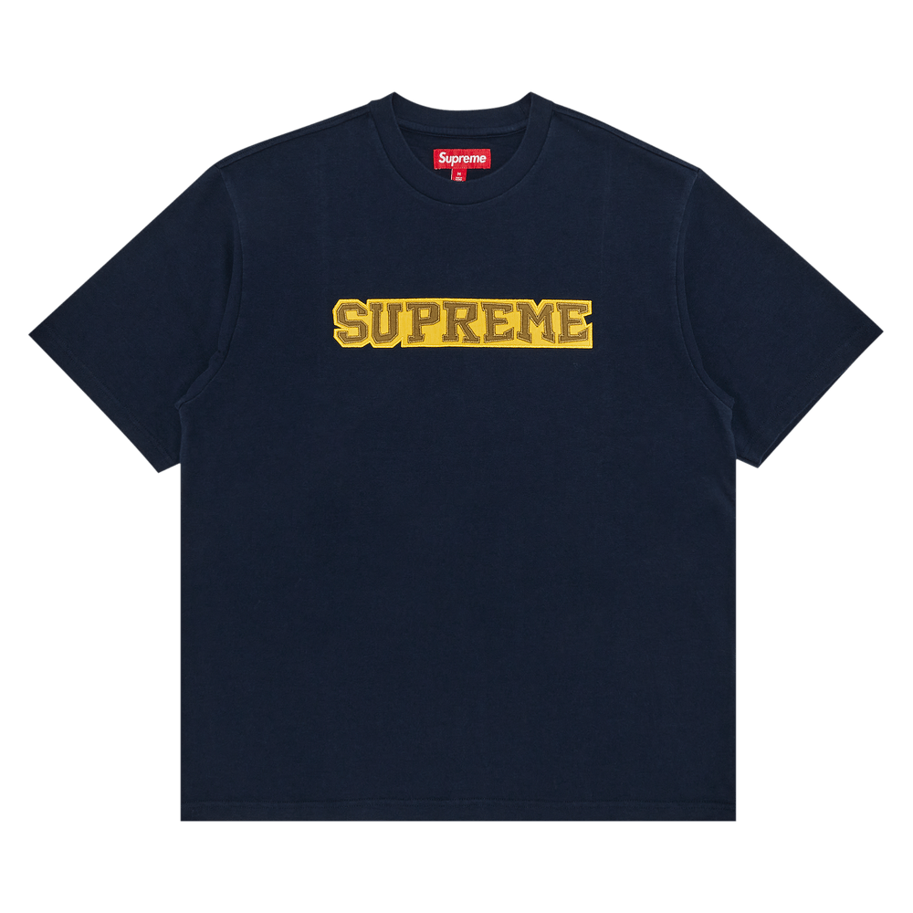 Buy Supreme Satin Appliqué Short-Sleeve Top 'Navy' - SS25KN18 NAVY