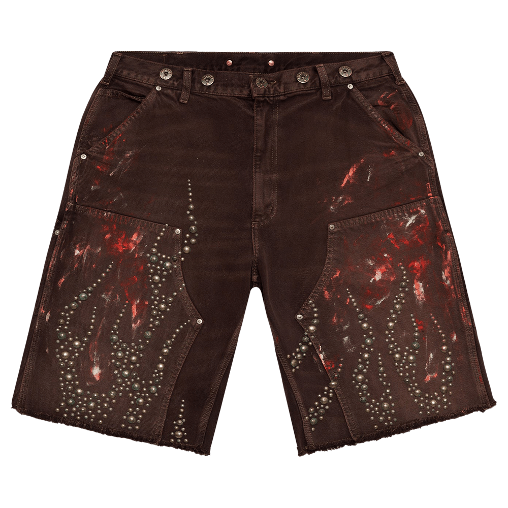 Buy Hellstar Studded Denim Shorts 'Brown' - HSCXSHO03 BROW