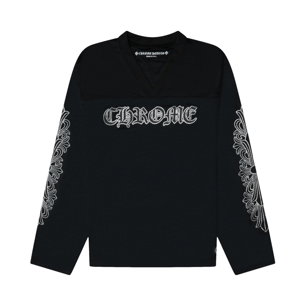 トップス chrome hearts mesh warm up jersey XXL Sports Mesh Long Sleeve Warm Up Jersey “Black”