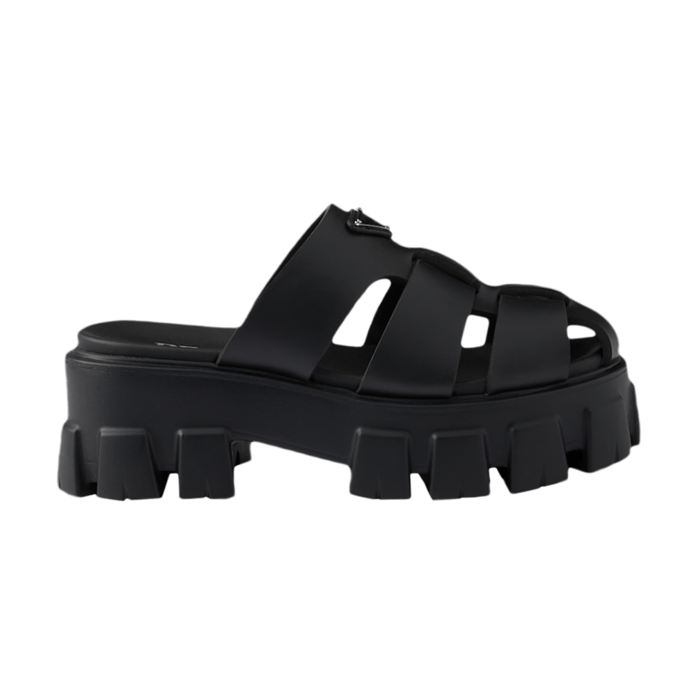 PRADA｜MULES (1XX751 F 055 3LKK F0002) Black Monolith rubber mules | PRADA
