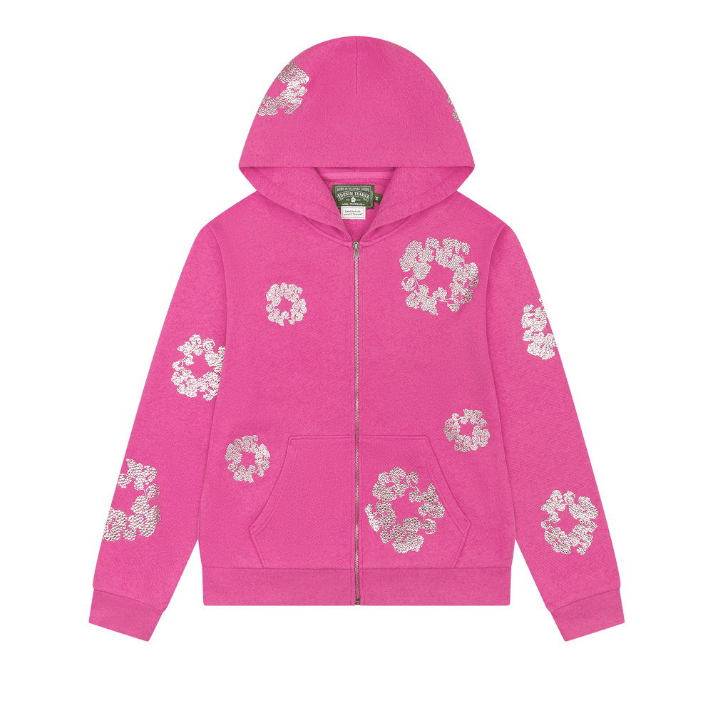Buy Denim Tears Cashmere Swarovski Cotton Wreath Zip Hoodie 'Pink